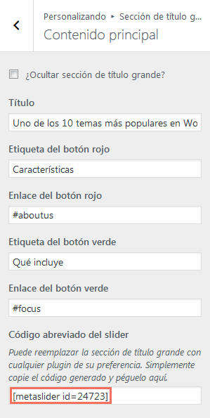 Zerif con Meta Slider