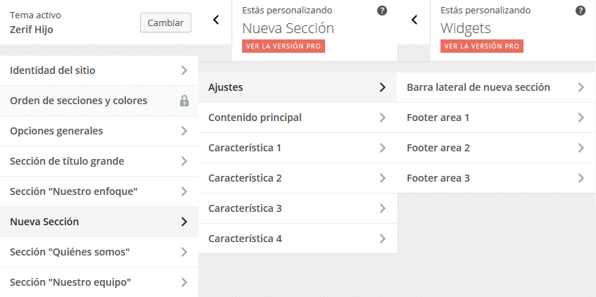 Zerif - Nueva Sección