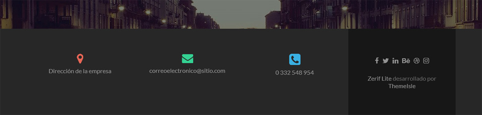 Pie de página predeterminado de Zerif Lite