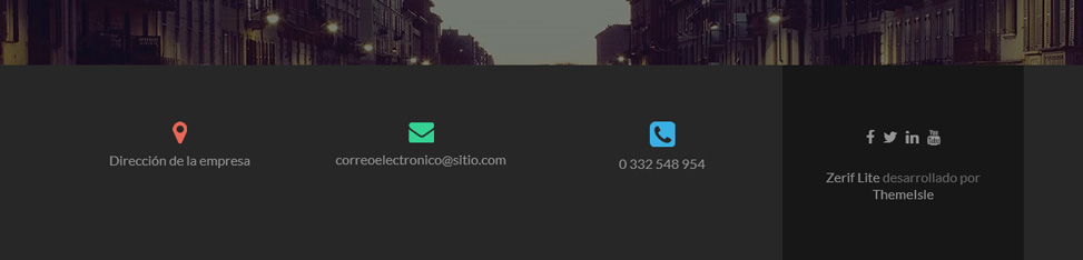 Pie de página de Zerif Lite con iconos personalizados