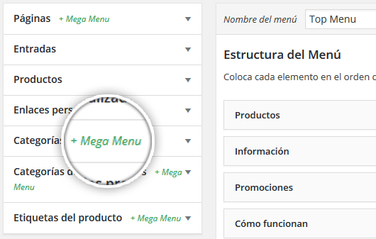 WP Mega Menu para menús de WordPress