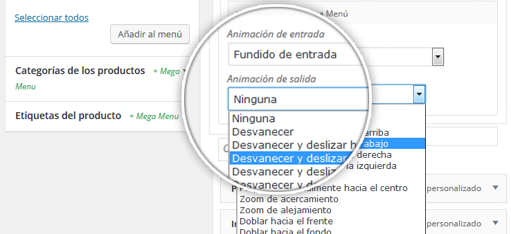 WP Mega Menu Animaciones