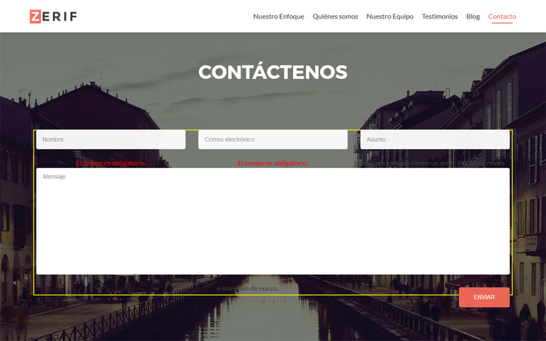 Mensajes de error en Contact Form 7