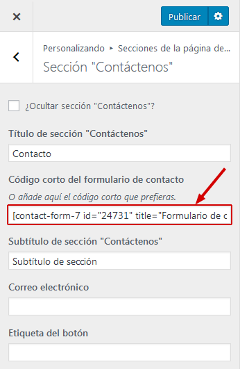 Zerif - Shortcode de Contact Form 7
