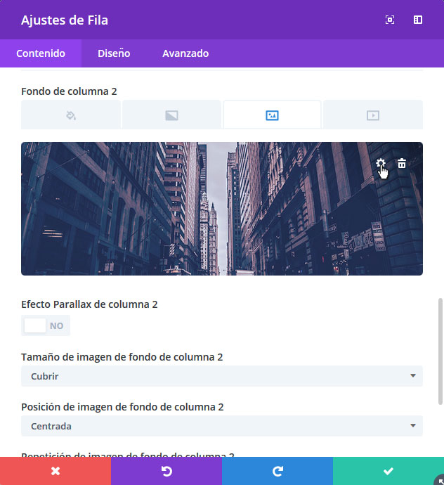 Forty - Ajustes de fila - Columna 2 - Constructor visual