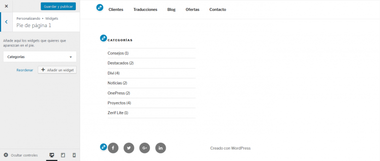 Twenty Seventeen - Widgets del pie de página 1