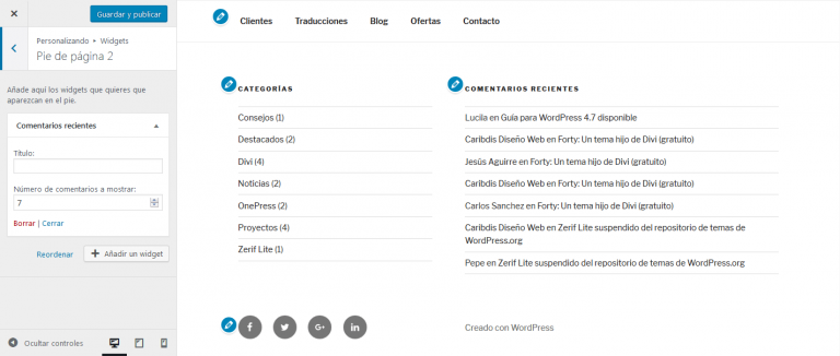 Twenty Seventeen - Widgets del pie de página 2