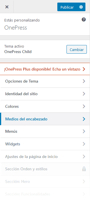 OnePress - Cabecera multimedia