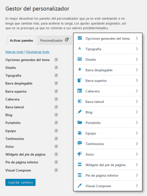 Total - Gestor del personalizador