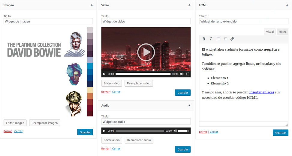 WordPress 4.8 - Widgets