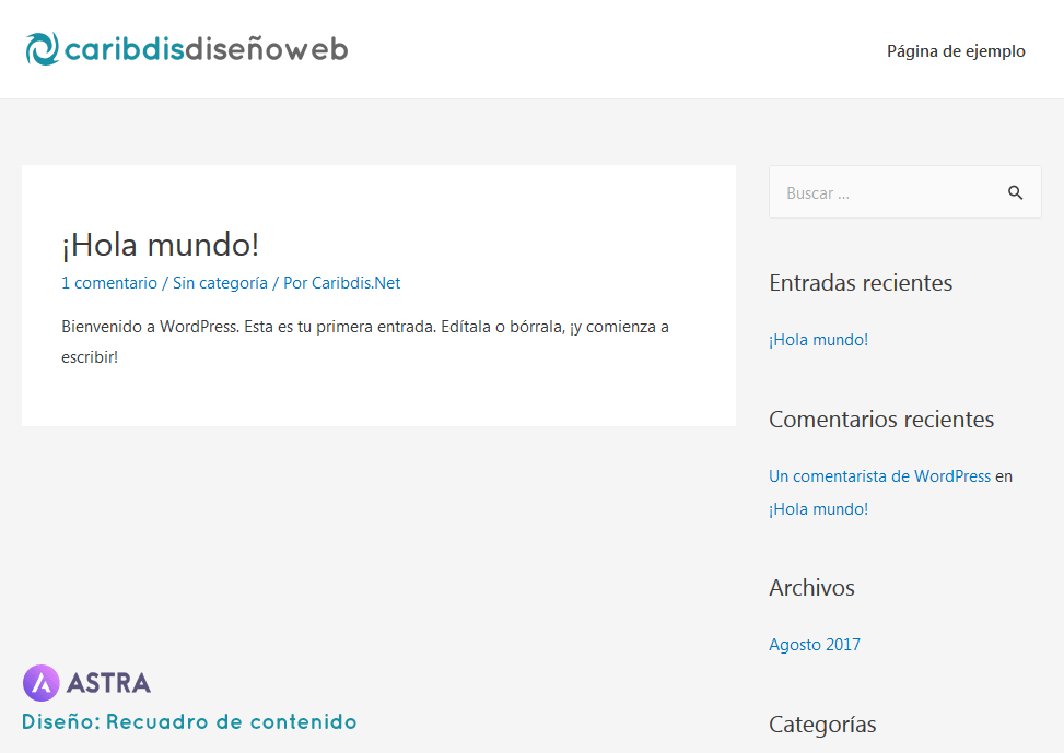 Astra - Recuadro de contenido