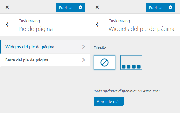Astra - Diseño de widgets