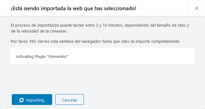 Astra Starter Templates - Importando...