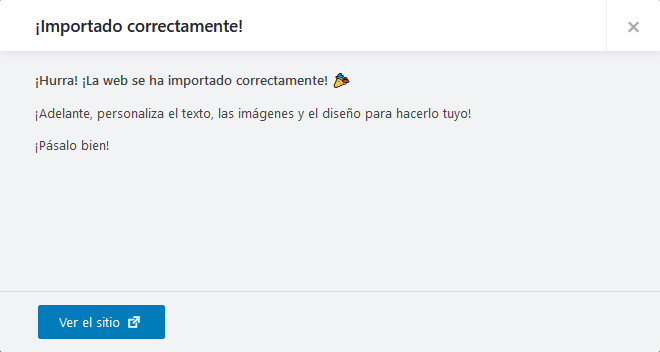 Astra Starter Templates - Ver sitio importado