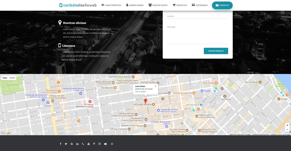 Hestia - Mapa en sección "Contacto"