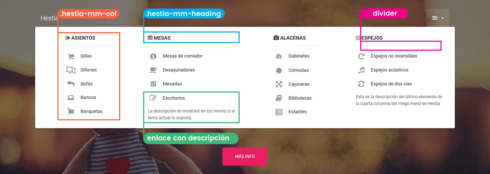 Hestia - Mega menú - Referencias