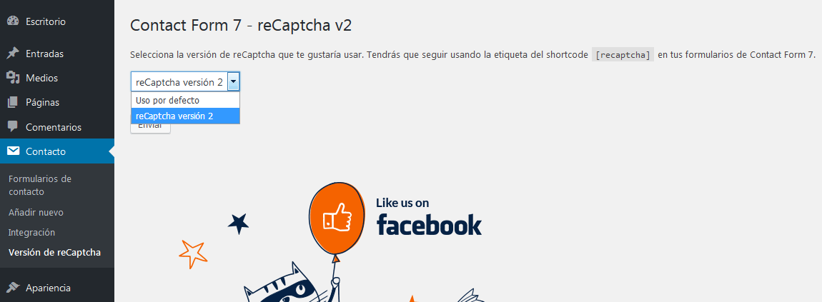 Configurar reCaptcha v2