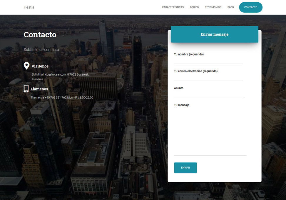 Hestia - Contact Form 7 predeterminado