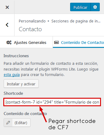 Hestia - Shortcode de Contact Form 7
