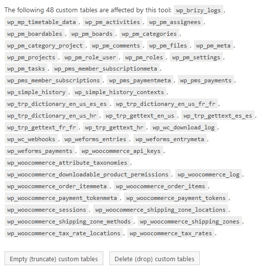 Tablas personalizadas