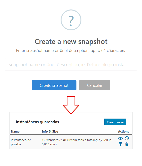 Instantáneas de la base de datos