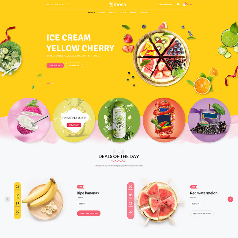Mosa - Tema WooCommerce para Tienda de Alimentos Orgánicos