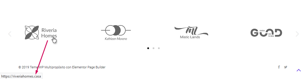 Elementor - Enlaces en un carrusel de logos