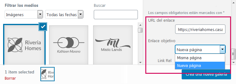 Elementor - Enlaces en imágenes de la galeria