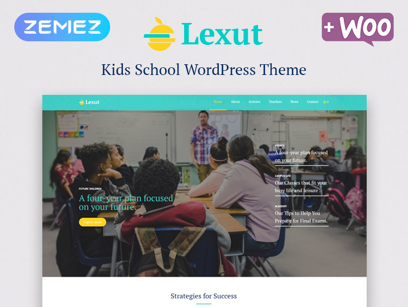Tema De WordPress Lexut - Education ECommerce Modern Elementor
