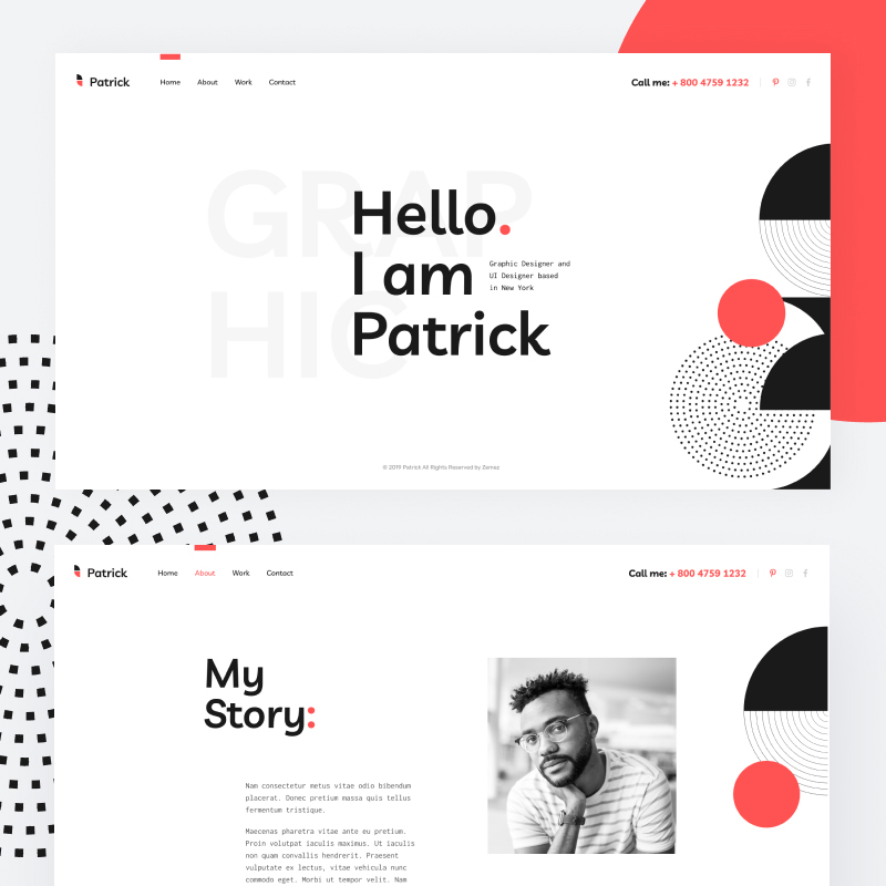 Tema De WordPress Patrick - Designer Portfolio Website for Personal Promotion