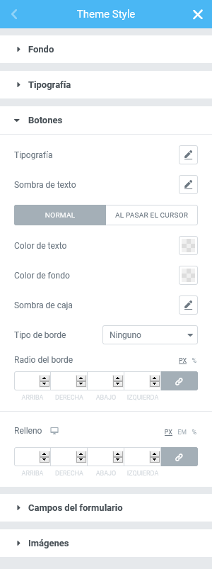 Elementor - Estilos del tema
