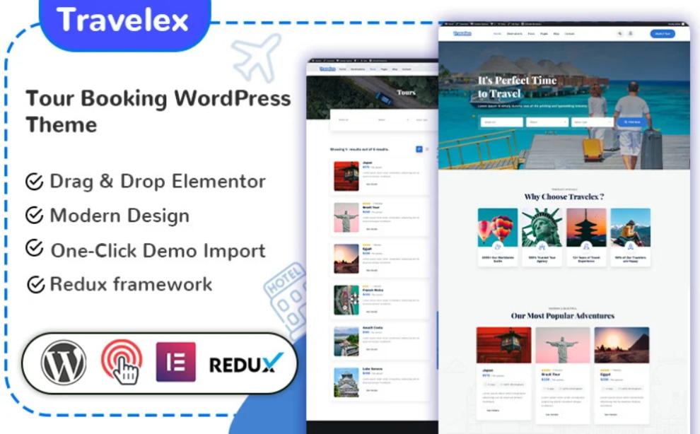 Travelex – Tema de WordPress para sitio de reservas de viajes